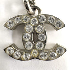 Chanel Necklace CC Logo Rhinestone Silver — view 2