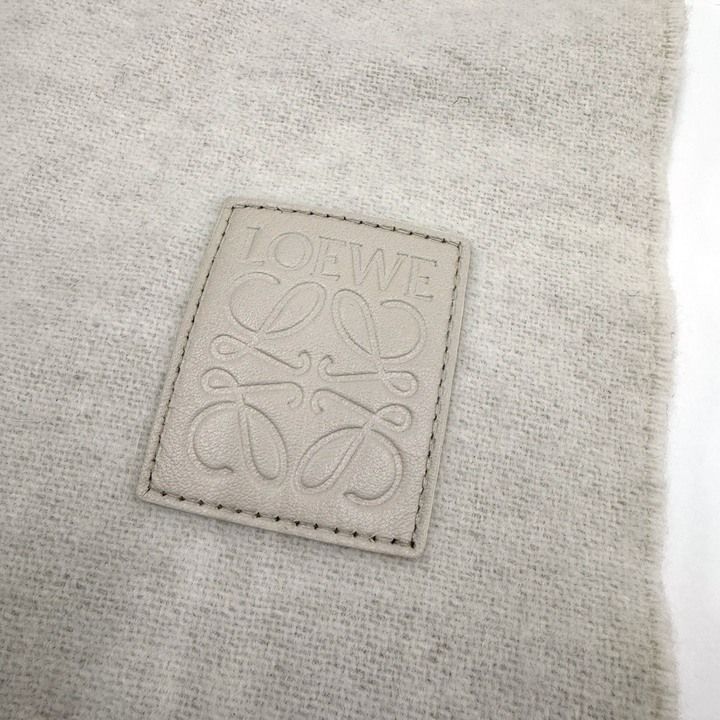 Loewe Cashmere Blend Reversible Scarf Anagram Ivory Sand Wool — view 3
