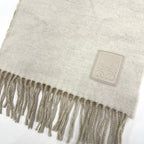 Loewe Cashmere Blend Reversible Scarf Anagram Ivory Sand Wool — view 2
