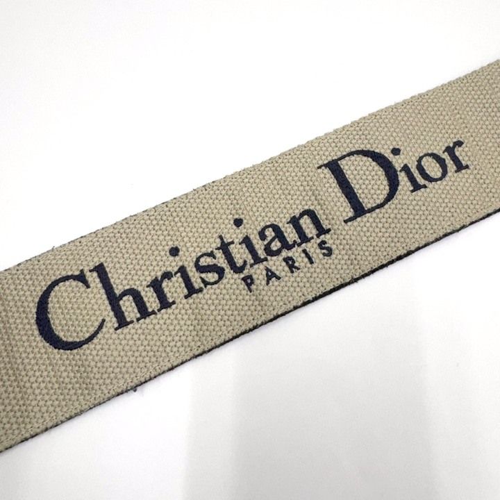 Dior Cdior Shoulder Strap Logo Embroidery Canvas Leather Navy — view 7