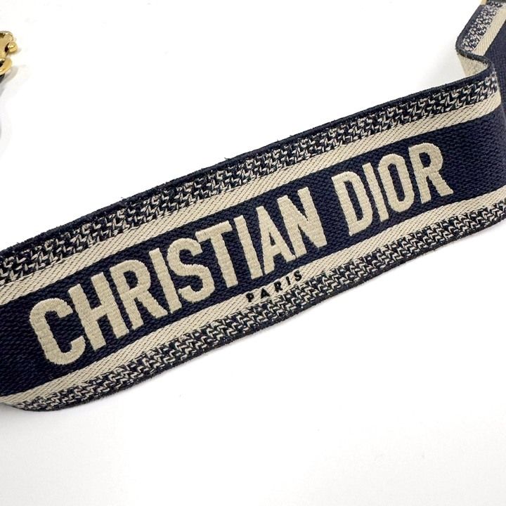 Dior Cdior Shoulder Strap Logo Embroidery Canvas Leather Navy — view 5
