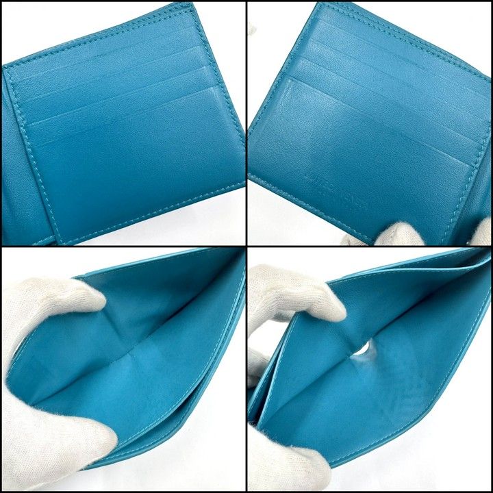 Bottega Veneta Debossed Intrecciato Bifold Billfold Turquoise Blue — view 6