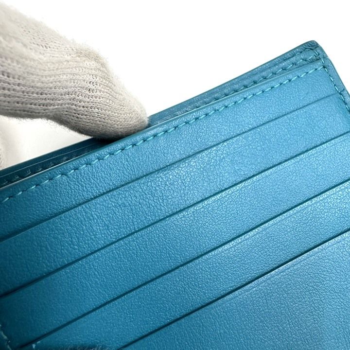 Bottega Veneta Debossed Intrecciato Bifold Billfold Turquoise Blue — view 8