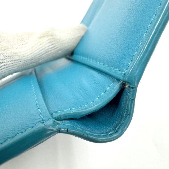 Bottega Veneta Debossed Intrecciato Bifold Billfold Turquoise Blue — view 7