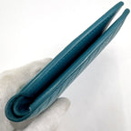 Bottega Veneta Debossed Intrecciato Bifold Billfold Turquoise Blue — view 4