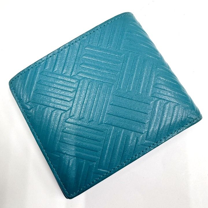 Bottega Veneta Debossed Intrecciato Bifold Billfold Turquoise Blue — view 2