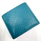 Bottega Veneta Debossed Intrecciato Bifold Billfold Turquoise Blue — view 2
