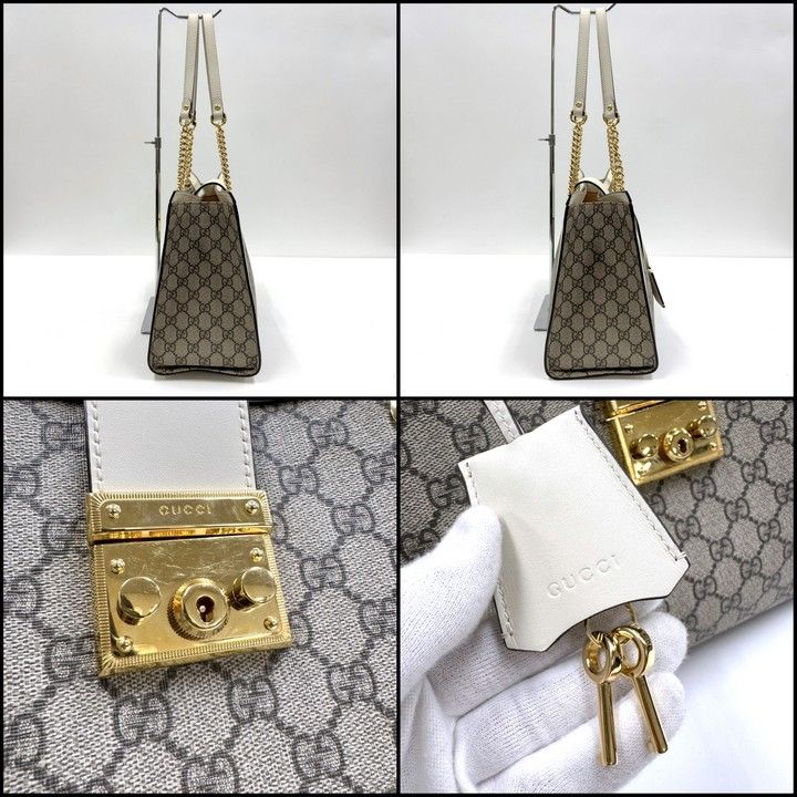 Gucci Padlock GG Chain Shoulder Bag Supreme Beige White — view 3