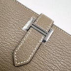 Hermes Bearn Souffle Bifold Wallet Chevre Etoupe Silver — view 3
