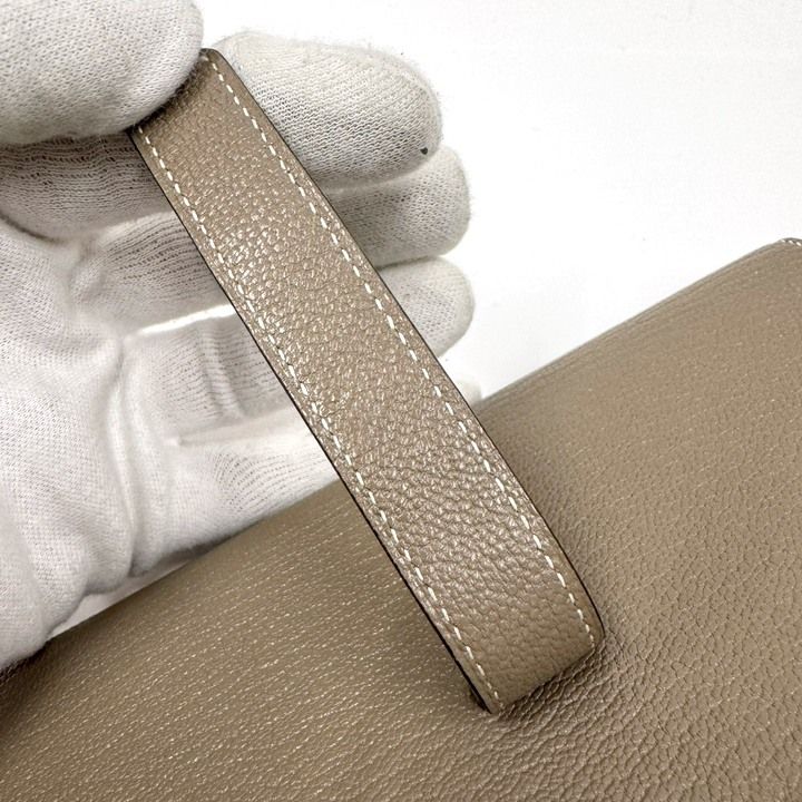 Hermes Bearn Souffle Bifold Wallet Chevre Etoupe Silver — view 4