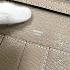 Hermes Bearn Souffle Bifold Wallet Chevre Etoupe Silver — view 6
