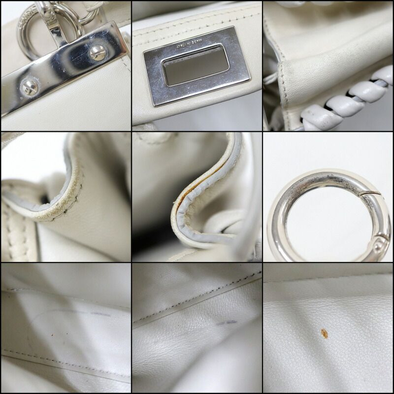 Fendi Peekaboo Mini 2-Way Shoulder Bag White Silver Leather — view 9