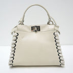 Fendi Peekaboo Mini 2-Way Shoulder Bag White Silver Leather — view 2