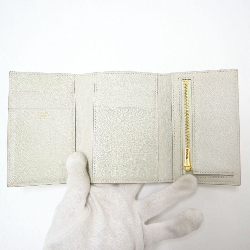 Hermes Bearn Convenience Wallet Mushroom Gold Chevre — view 4
