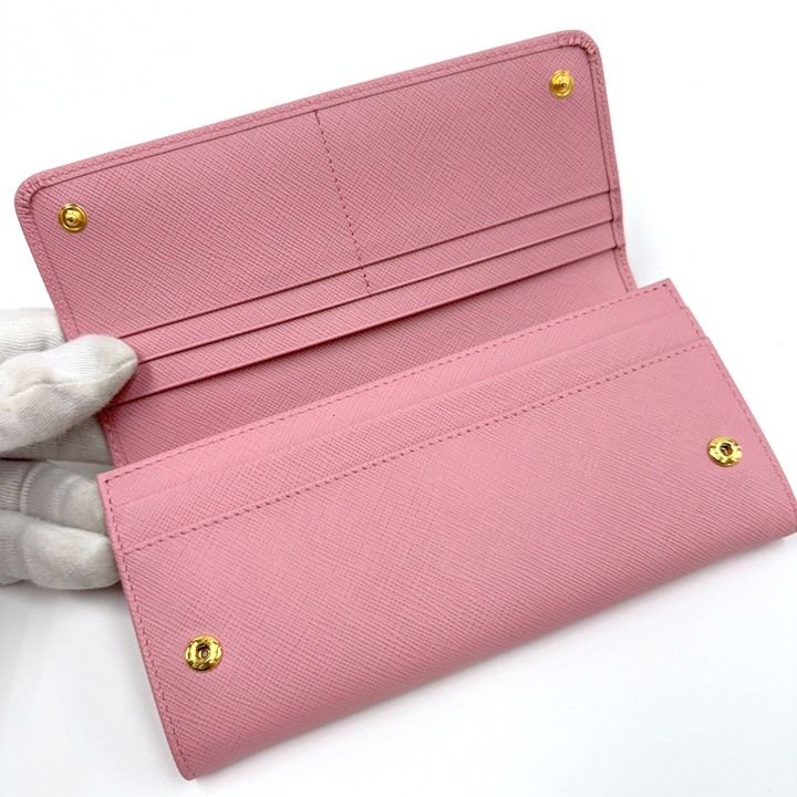 Prada Wallet with Pass Case Saffiano Leather Pink Gold — view 6