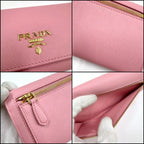 Prada Wallet with Pass Case Saffiano Leather Pink Gold — view 5