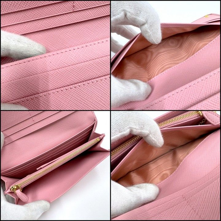 Prada Wallet with Pass Case Saffiano Leather Pink Gold — view 8