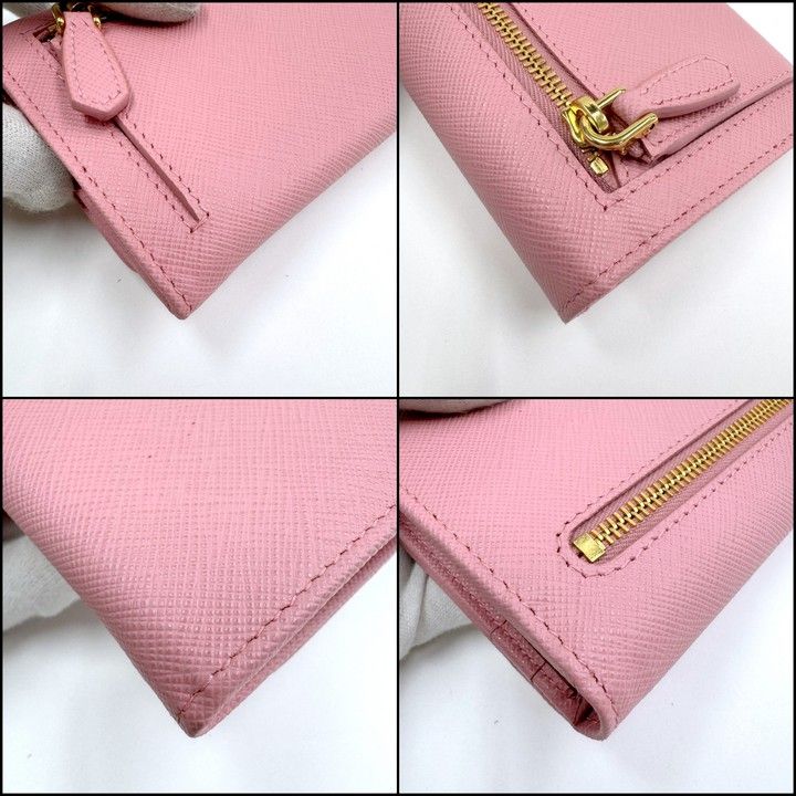 Prada Wallet with Pass Case Saffiano Leather Pink Gold — view 4