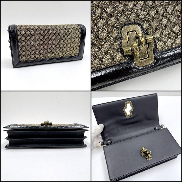 Bottega Veneta Clutch Knot Shoulder Bag Black Vintage Gigold Leather — view 4