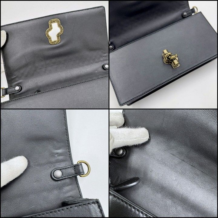 Bottega Veneta Clutch Knot Shoulder Bag Black Vintage Gigold Leather — view 5