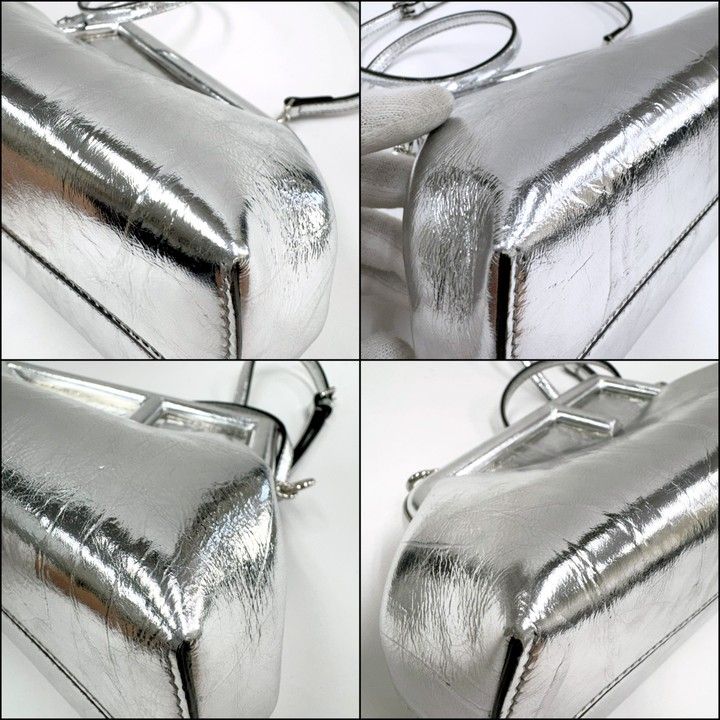 Fendi Fast Small 2-Way Shoulder Bag Silver Leather — view 3