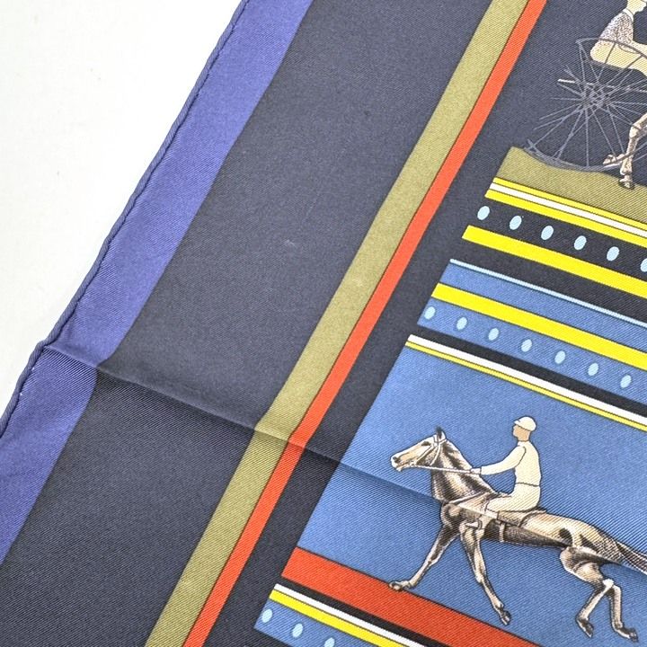 Hermes Carre 90 Scarf Sequences Silk Blue Navy — view 4