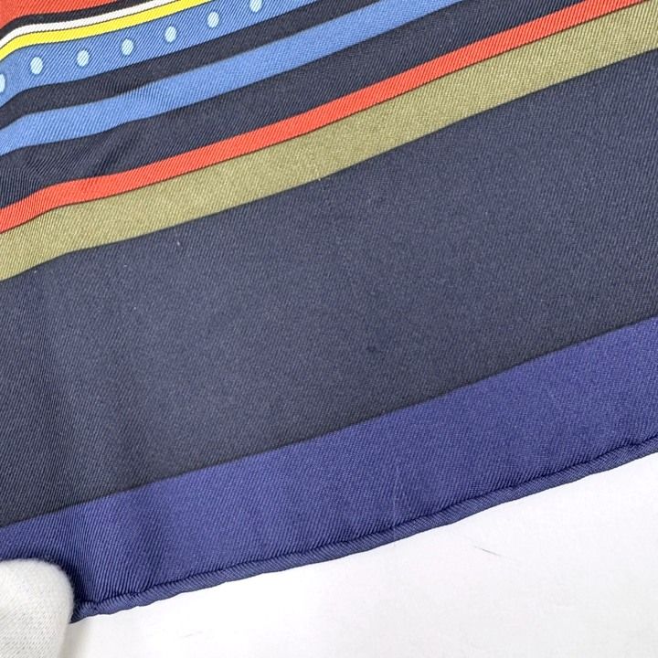 Hermes Carre 90 Scarf Sequences Silk Blue Navy — view 7