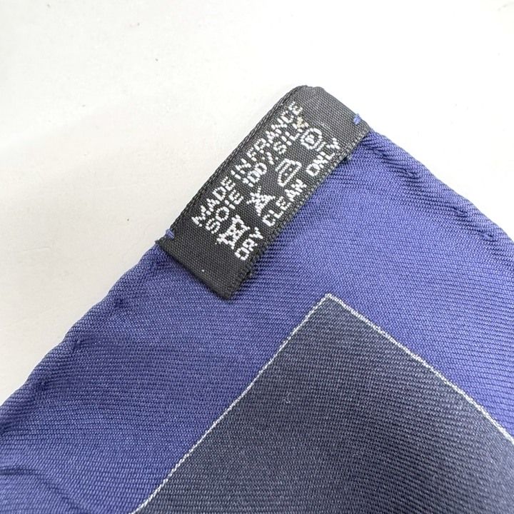 Hermes Carre 90 Scarf Sequences Silk Blue Navy — view 8
