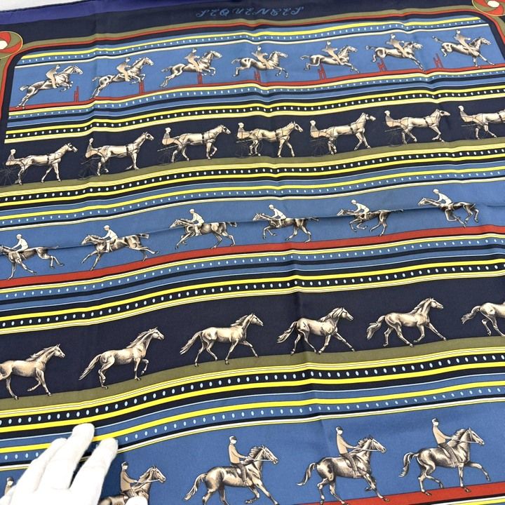 Hermes Carre 90 Scarf Sequences Silk Blue Navy — view 2