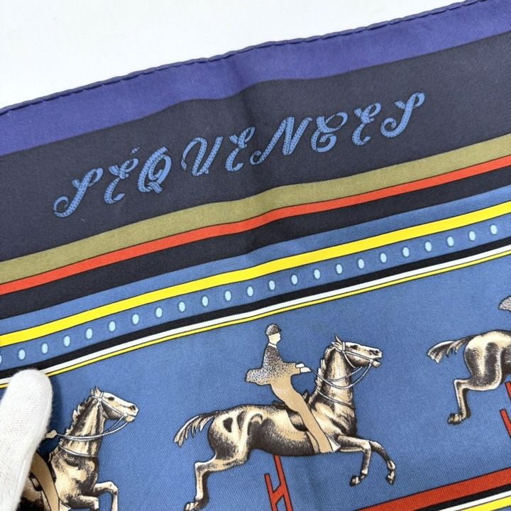 Hermes Carre 90 Scarf Sequences Silk Blue Navy — view 5