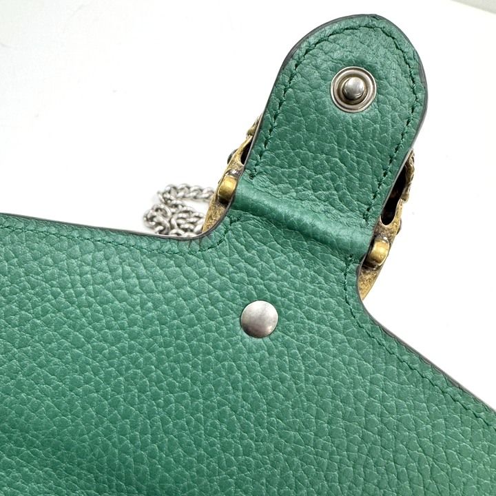 Gucci Dionysus Chain Wallet Leather Green Silver — view 7