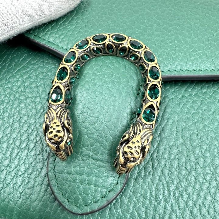 Gucci Dionysus Chain Wallet Leather Green Silver — view 3