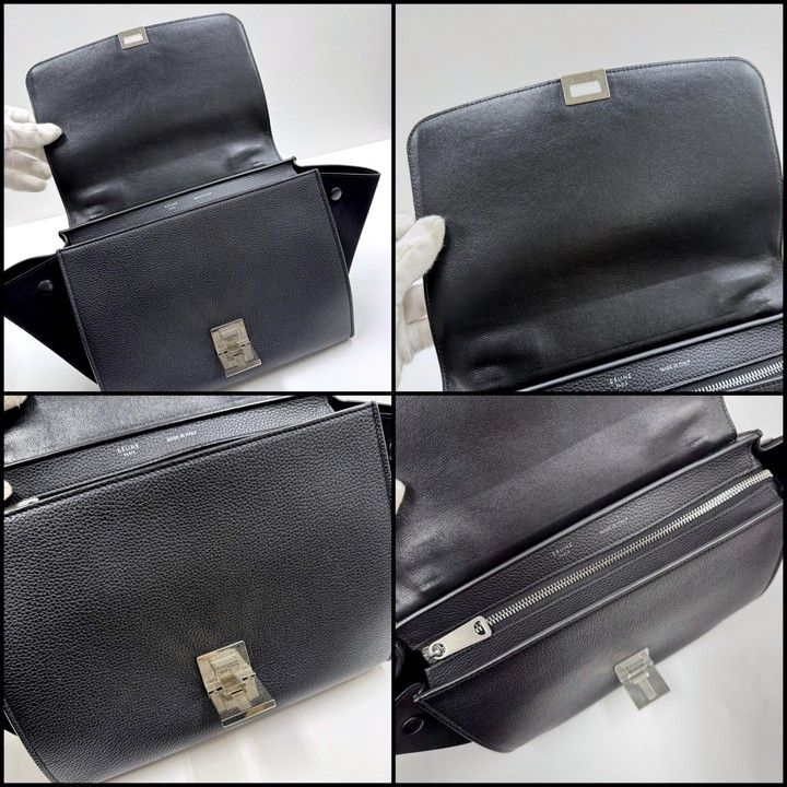 Celine Trapeze Small 2-Way Bag Black Silver Leather — view 4
