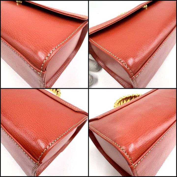 Loewe Velazquez Handbag with Handle Leather Orange Gold — view 4