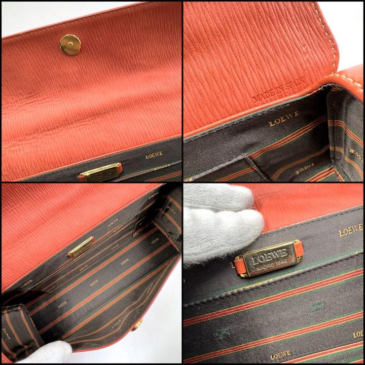Loewe Velazquez Handbag with Handle Leather Orange Gold — view 7