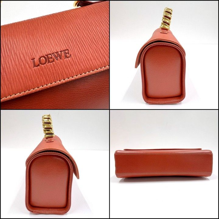 Loewe Velazquez Handbag with Handle Leather Orange Gold — view 3