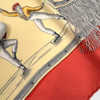 Hermes Carre 90 Joy on Ice Plaisirs du Froid Red Ivory Silk Scarf — view 7