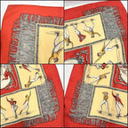 Hermes Carre 90 Joy on Ice Plaisirs du Froid Red Ivory Silk Scarf — view 2