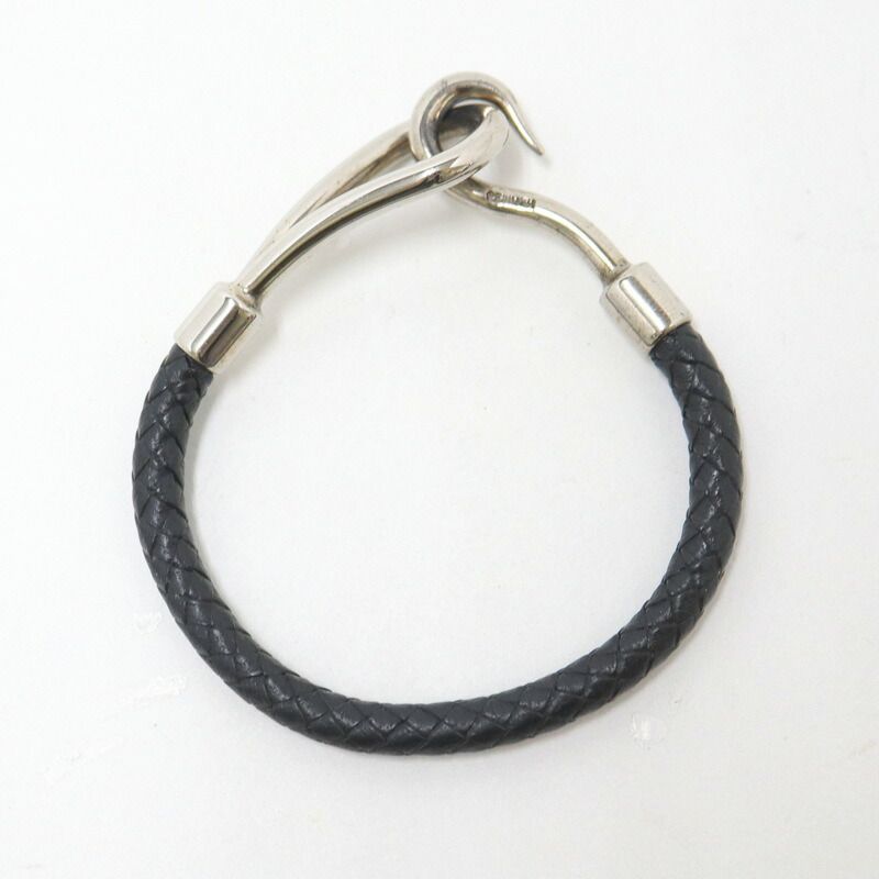 Hermes Jumbo Bracelet Leather Black Silver — view 2