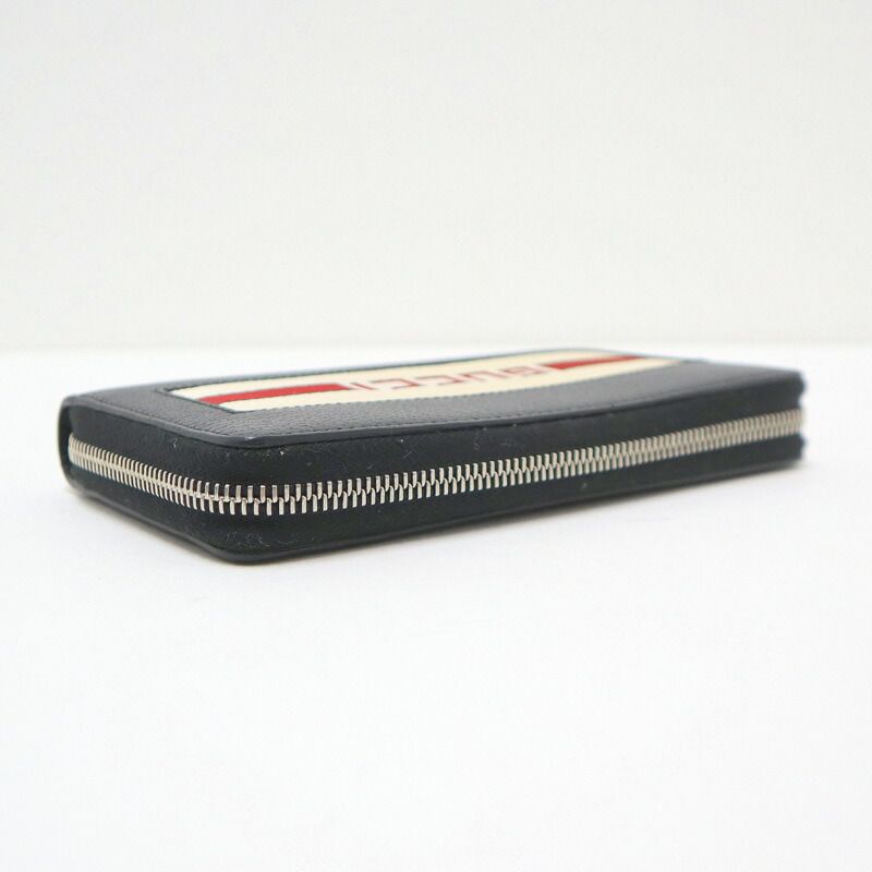 Gucci Zip Around Wallet Black White Leather Canvas — view 4