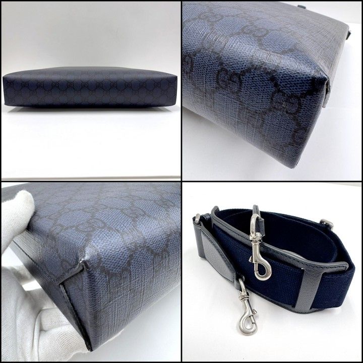 Gucci Ophidia Tote GG Supreme Leather Navy Antique Silver — view 4