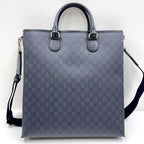 Gucci Ophidia Tote GG Supreme Leather Navy Antique Silver — view 2