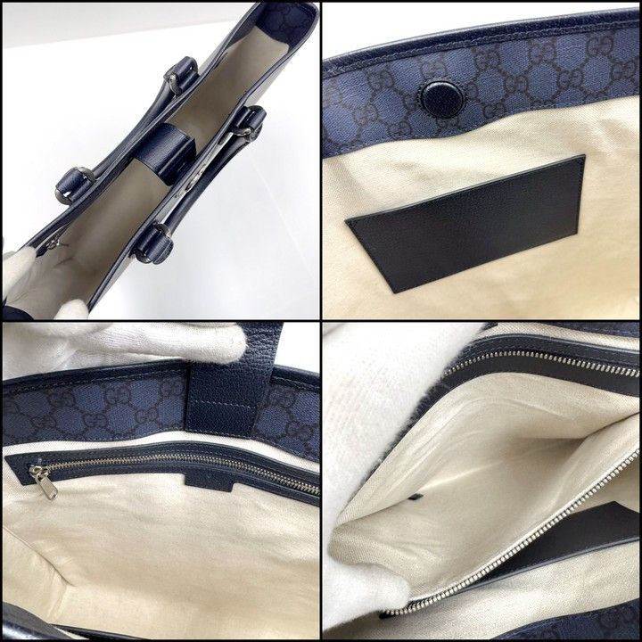 Gucci Ophidia Tote GG Supreme Leather Navy Antique Silver — view 6