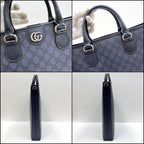 Gucci Ophidia Tote GG Supreme Leather Navy Antique Silver — view 3