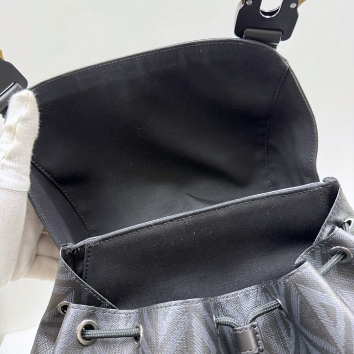 Dior Hit the Road Backpack CD Diamond Canvas Leather Black Metal — view 7