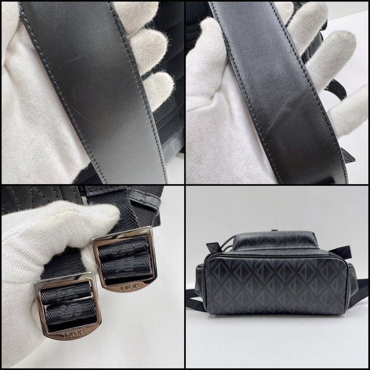 Dior Hit the Road Backpack CD Diamond Canvas Leather Black Metal — view 6