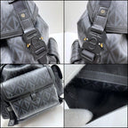 Dior Hit the Road Backpack CD Diamond Canvas Leather Black Metal — view 3