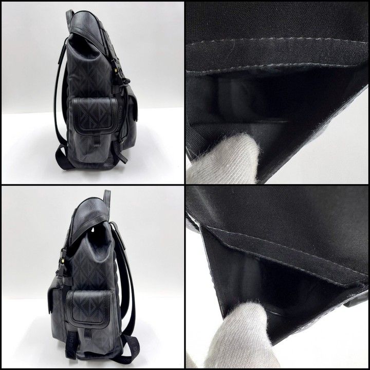 Dior Hit the Road Backpack CD Diamond Canvas Leather Black Metal — view 4