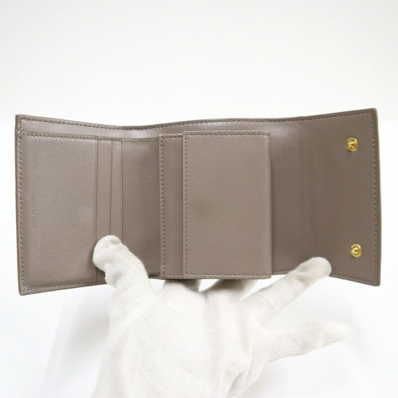 Celine Small Trifold Wallet Leather Gray Gold — view 4