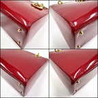 Dior Handbag Smooth Enamel Leather Red Gold — view 8